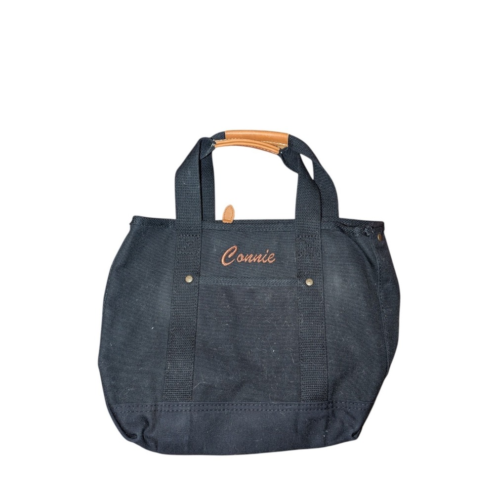 Ll Bean Boat And Tote Bag Black Leather Handles Connie